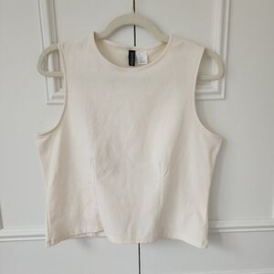 H&M Divided Sleeveless Cropped Top | Cream | Size L